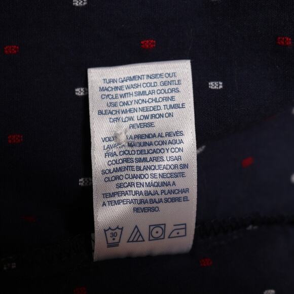 Izod Navy Ruffle Sleeve Blouse Red White Embroidered Dot Button Back Top Size M - Picture 8 of 9